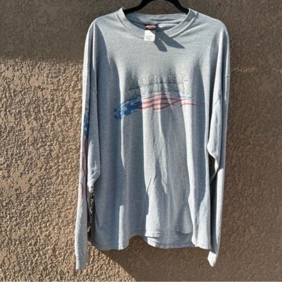HARLEY-DAVIDSON Shirts 2XL Mens 2002 Long Sleeves Crewneck Tee Freedom Patriotic - Picture 1 of 13